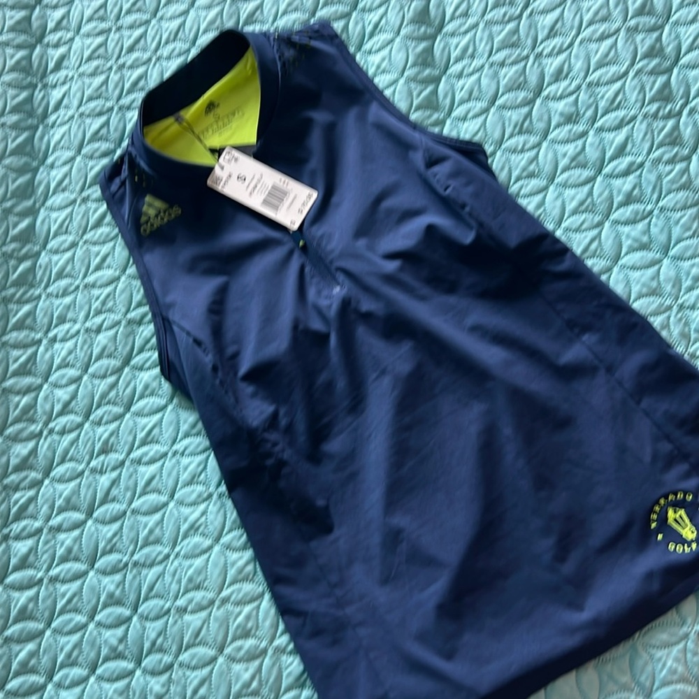 Adidas Navy and Neon Yellow Tank Top